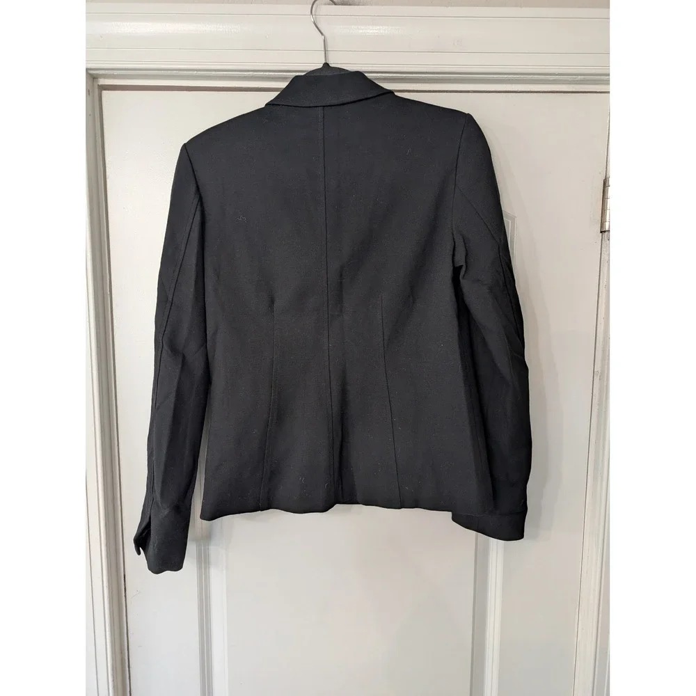 Eileen Fisher Petite Black Viscose Silk Blend‎ Single Button Blazer Jacket small